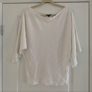 Dynamite white dolman sleeve fine knit ribbed top sweater